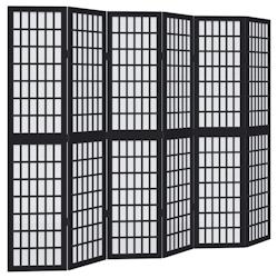 Décoshop26 - Paravent séparateur de pièce cloison 6 panneaux en bois de paulownia noir DEC031125 - noir 3000258301352_0