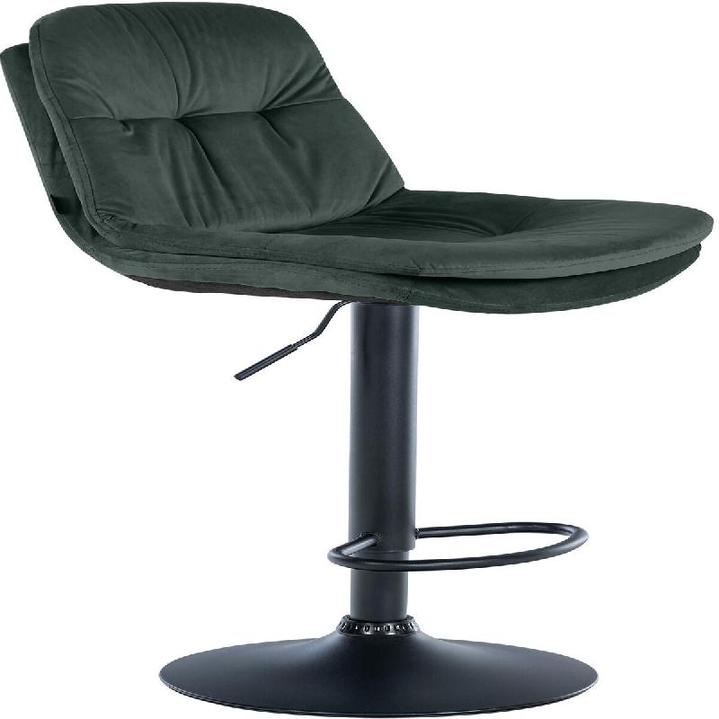 Décoshop26 - Tabouret chaise haute x1 pour cuisine et bar à assise moelleuse en velours vert cadre en métal noir 10_0005876 - noir métal 3000265274441_0
