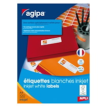 ETIQUETTE ADRESSE JET D'ENCRE 105 X 35 MM AGIPA 102501 BLANCHE - BOÎTE DE 1600