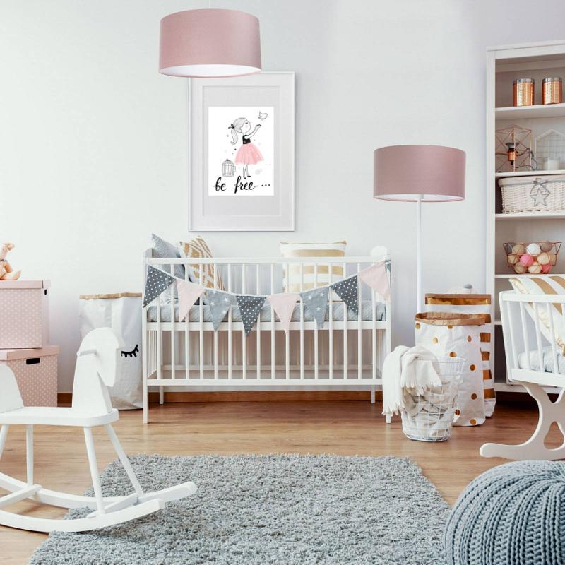 EULUNA SUSPENSION ROSABELLE CYLINDRE ROSE 1 LAMPE Ø 50 CM