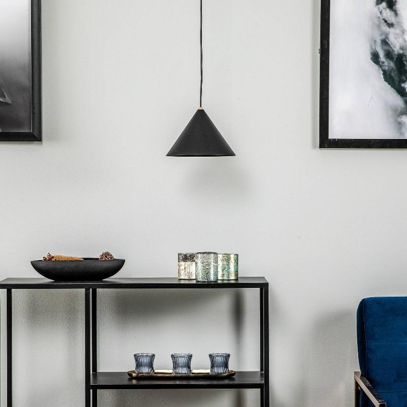 EULUNA SUSPENSION ZENITH S AVEC ABAT-JOUR EN MÉTAL NOIR
