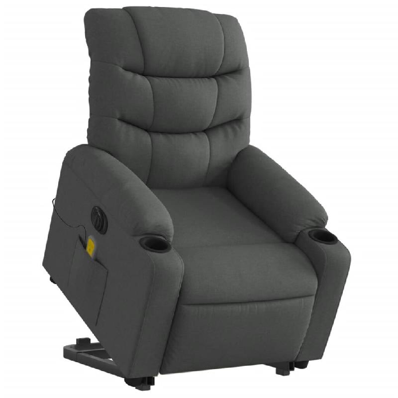 Fauteuil inclinable de massage électrique Gris foncé Tissu Modèle Céleste - 8721012219021_0