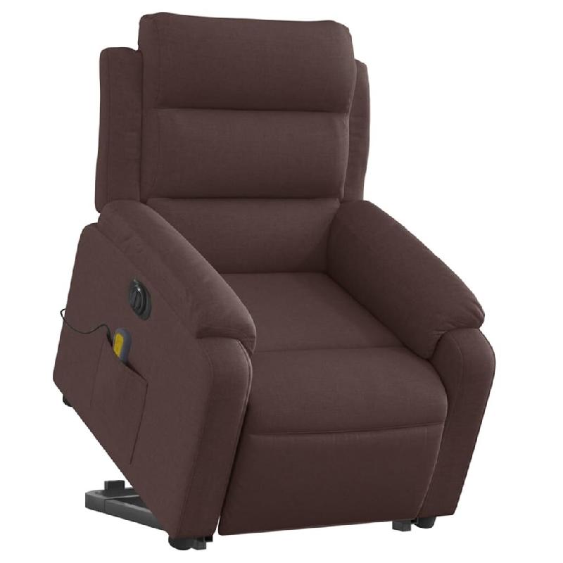 Fauteuil inclinable de massage électrique Marron foncé Tissu Modèle Zervessia - 8721012175099_0