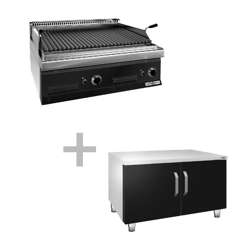 Grill à gaz à pierre de lave - 14 kW - Grille inclinable - Soubassement avec 2 portes incl.  - Mario 700 | GGM -GLK873C-GK866T_0