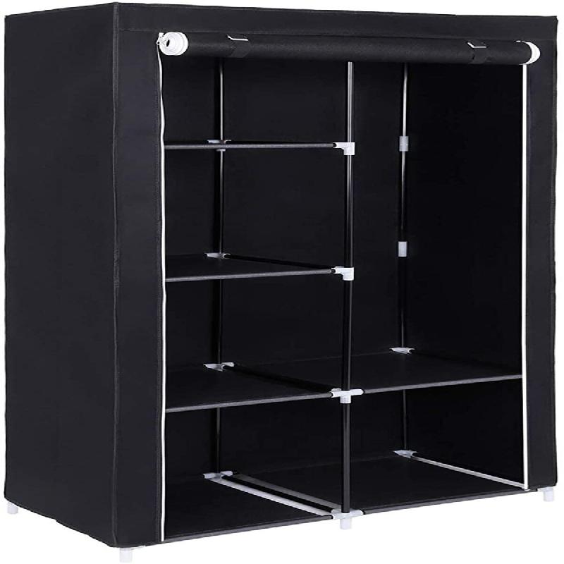 Helloshop26 - Armoire de rangement vêtements penderie dressing toile porte manteau 170 cm 2 colonnes 12_0000194 - métal 3000106158985_0