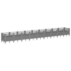 Helloshop26 - Jardinière bac lit surélevé plantes fleurs terrasse jardin avec piquets clair 363,5 x 43,5 x 43,5 cm PP gris 02_0038208 - 3000214131160_0