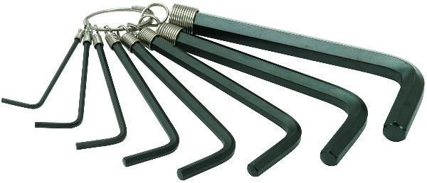 JEU DE 8 CLES MALES 6 PANS SUR ANNEAU