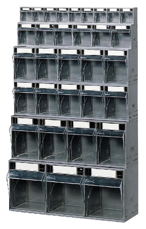 Kit bloc-tiroirs plastique Praticbox - 32 tiroirs basculants avec cadre support mural inclus_0