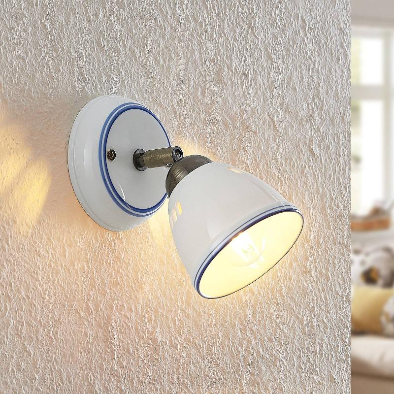 LINDBY SPOT ENEAS, HAUTEUR 16 CM, BLANC, À 1 LAMPE, CÉRAMIQUE