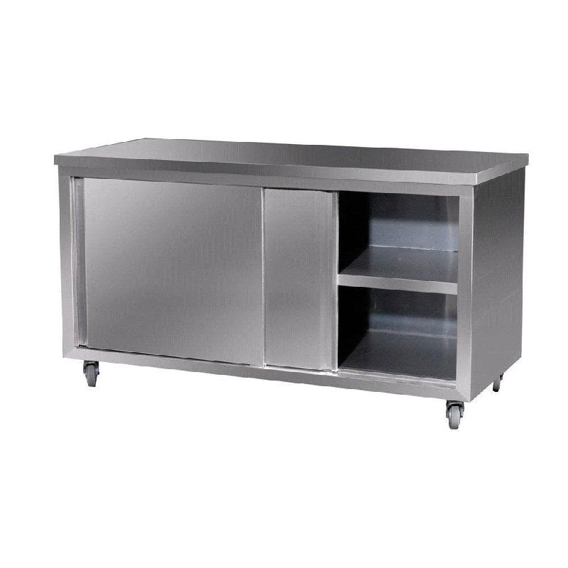 Meuble bas avec portes et pieds 60x120x95cm inox_0