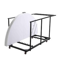 Oviala Business 6 tables pliantes ronde 180 cm et chariot de transport - Oviala - blanc acier 103844_0