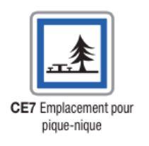 Panneau de signalisation d'indication - Type CE7 - Emplacement pour pique-nique - Formats de 350 à 1500 mm_0