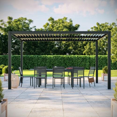 PERGOLA BIOCLIMATIQUE BELAIR LAMES ORIENTABLES EN ALUMINIUM 3X4M - ANTHRACITE AVRIL PARIS