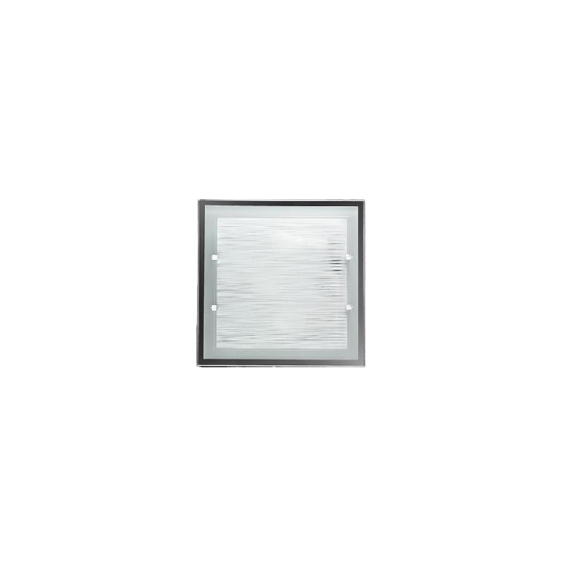 Plafonnier en verre rayé 40 x 40 cm, 3 ampoules E27 40 W max., design moderne et élégant pour l'éclairage intérieur, finition décorative - Peren_0