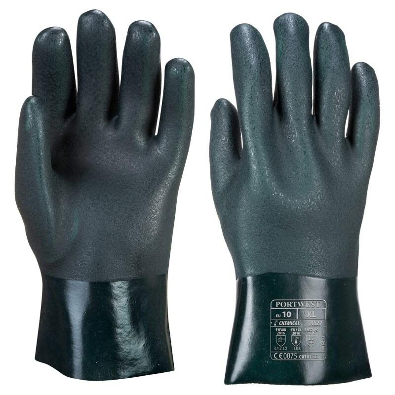Portwest - Gants en PVC double trempage avec paume finition sablée 27cm #A0D468 Taille 10 - 5036108310913_0