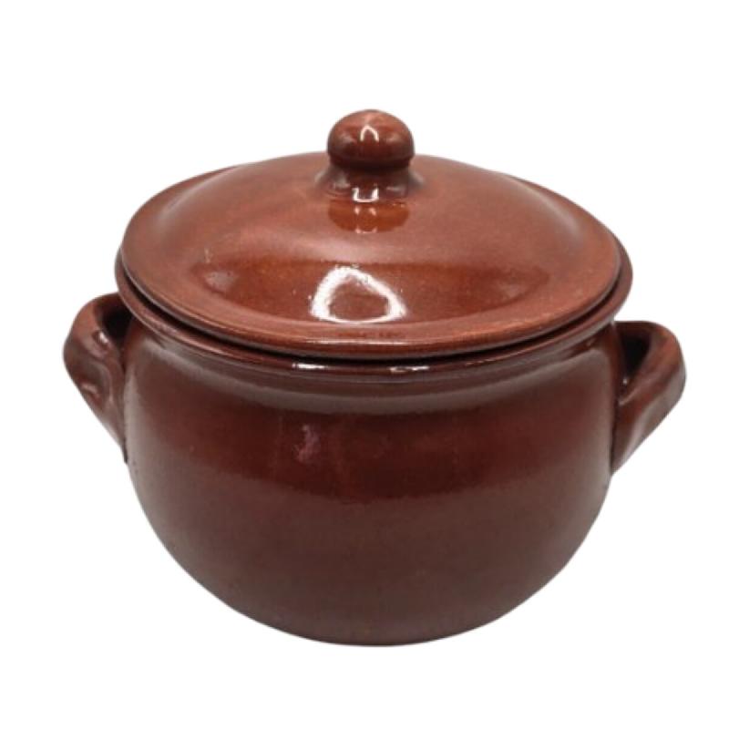 Pot arrondi Barone avec couvercle 22 cm x 14 cm (hauteur) - orange faïence 8031971010028_0