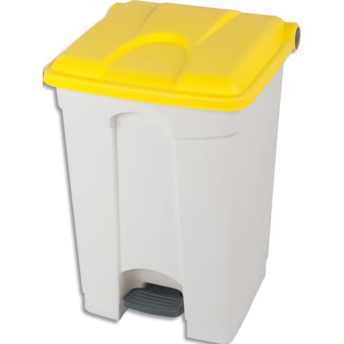 Probbax collecteur à pédale 45L - blanc et jaune - qualité professionnelle - polypropylène recyclé ou blanc - autoclavable_0
