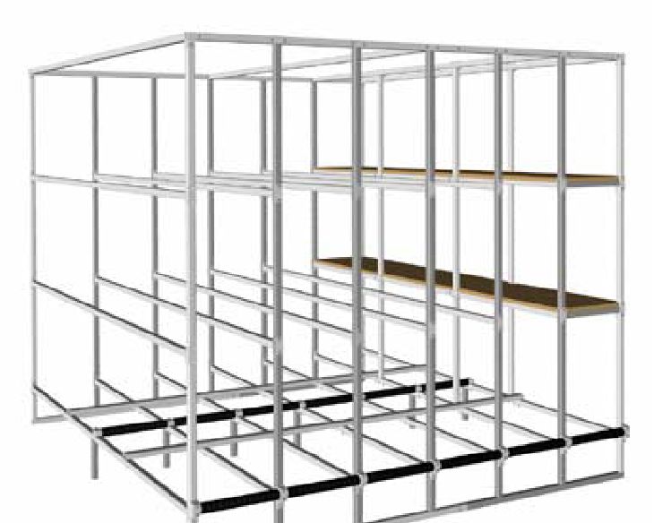 Rack de stockage vertical pour panneaux - RTK 3000 avec rampes à galets sectionnés et 6 cases de rangement_0