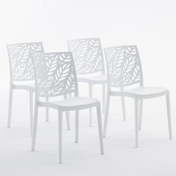 RATTATAN Set 4 Chaises en polypropylène avec fibre de verre empilables pour extérieur et jardin, bar et restaurant, cuisine design moderne - DAFNE -_0