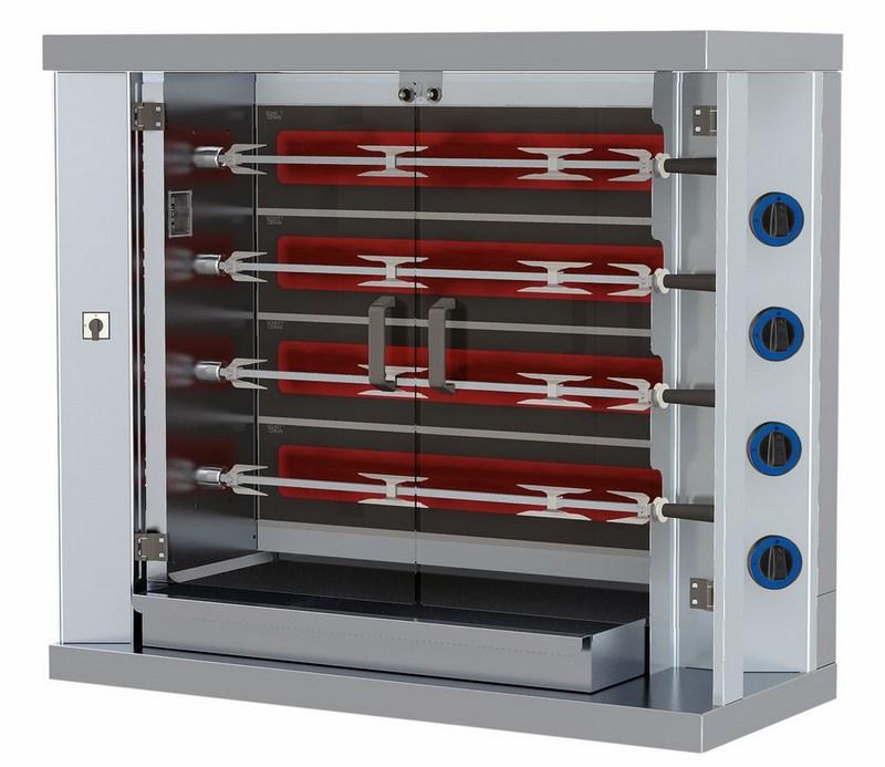 Rôtissoire à poulets électrique avec éclairage - 4 broches pour 20 poulets - Virtus AJD0014/C_0