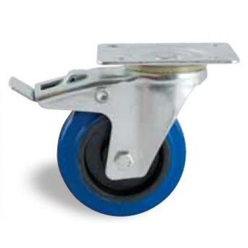 ROULETTE PIVOTANTE À FREIN BLEU 200 MM- CHARGE 300 KG - ROULEMENTS À ROULEAUX AVL