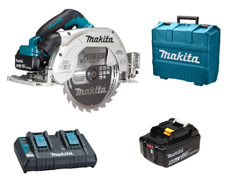 Scie circulaire 2x18v lxt + batterie 5ah + chargeur + coffret - MAKITA - dhs900pt2 - 829059_0