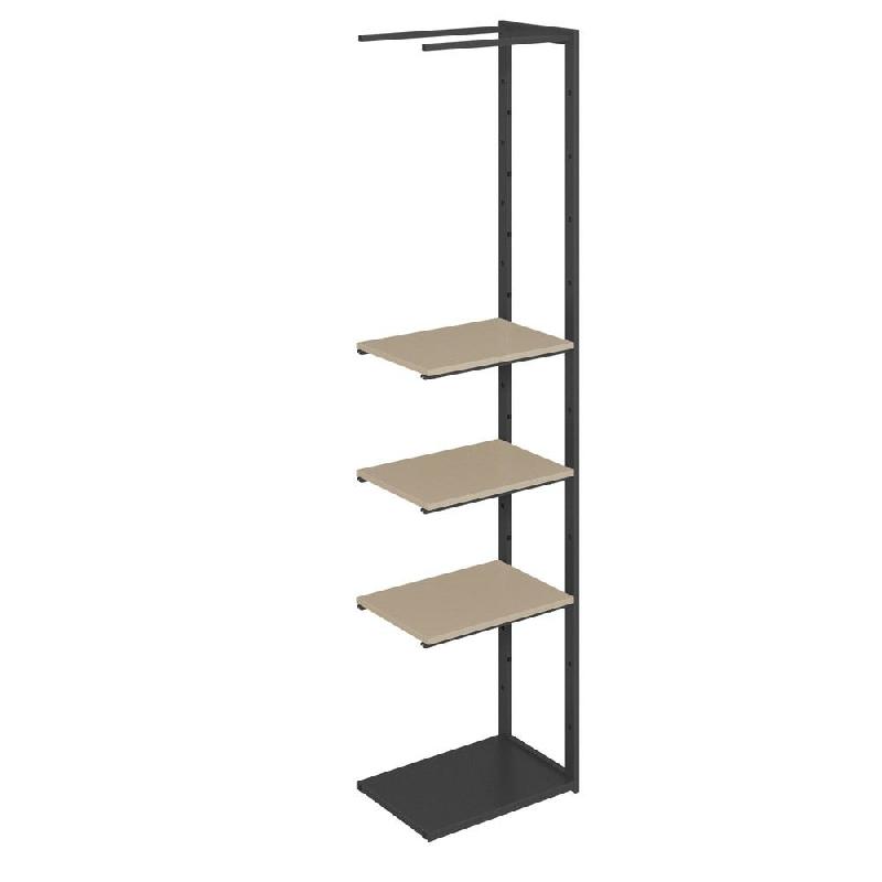 Suite structure Cage noir base métal 58x40x240cm 3 tablettes taupe_0