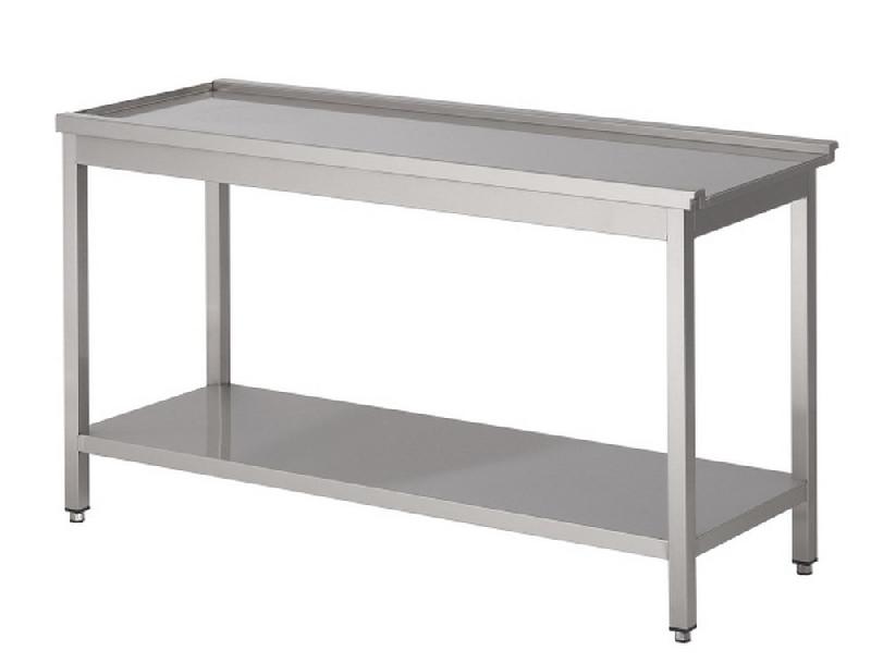 Table lave-vaisselle professionnelle d'écoulement avec étagère - 1500mm - 7003.0440_0