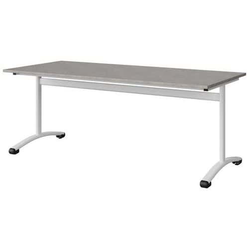 TABLE MALIBU 180X80 T5 DL STRA ABS BÉTON F186/BLC 9016