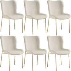 Tectake 6 chaises rembourrées en velours forme ergonomique blanc/doré - 405649 - beige polyester 405649_0