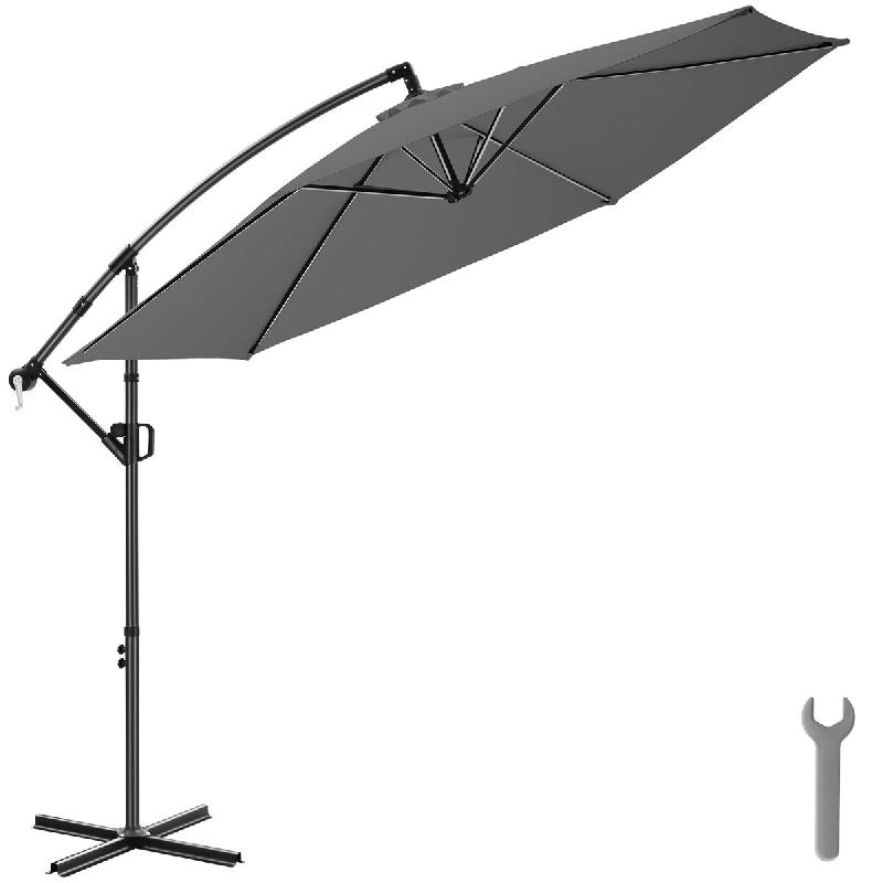 TecTake GmbH tectake parasol pied central artemis double toit pivotant inclinable 300x300 cm gris 360 rotation ajustable - gris acier 406536_0
