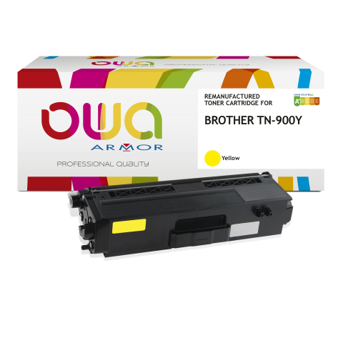 TONER REMANUFACTURÉ OWA - STANDARD - JAUNE - POUR BROTHER TN-900Y - TONER COMPATIBLE