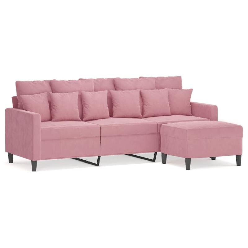 VidaXL Canapé à 3 places avec repose-pieds Rose 180 cm Velours Modèle Orion Moderne - 3201110_0