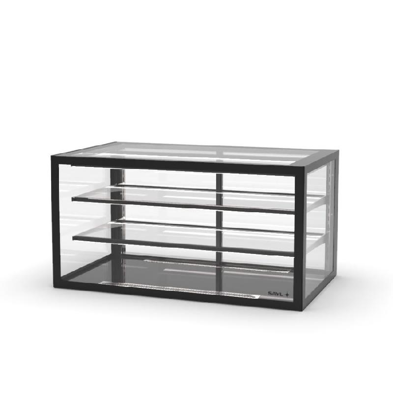 Vitrine neutre INTEGRA à poser - 1000 mm - 3 niveaux - H815 mm - IN100-80N | Sayl Barcelona - Accès arrière, 815 mm_0