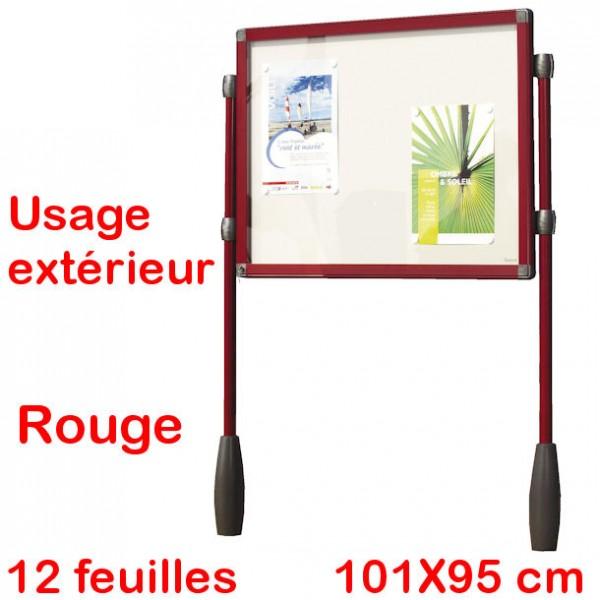 Vitrine sur piétement pour extérieur rouge - format 12 x A4 - Marque Rolléco_0