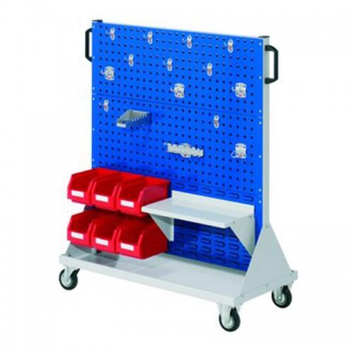 Chariot de stockage RasterMobil® - H1230xl1000xp500mm - Avec panneaux perforés, crochets et bacs à bec_0
