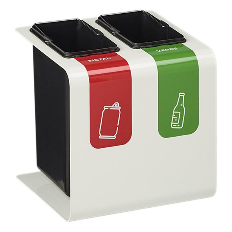 Corbeille de tri sélectif TRIBU - ROSSIGNOL 2 x 15L - avec stickers personnalisables et seaux à anse_0