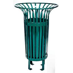Corbeille vasque - Structure en fer plat - Seau amovible avec système antivol - 65L - Vert RAL 6005_0