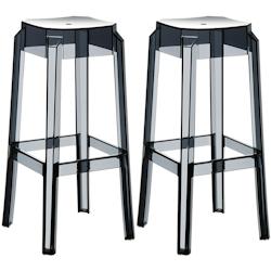 Décoshop26 - Lot de 2 tabourets de bar intérieur ou exterieur design moderne plastique noir transparent 10_0004150 - noir 3000251958423_0