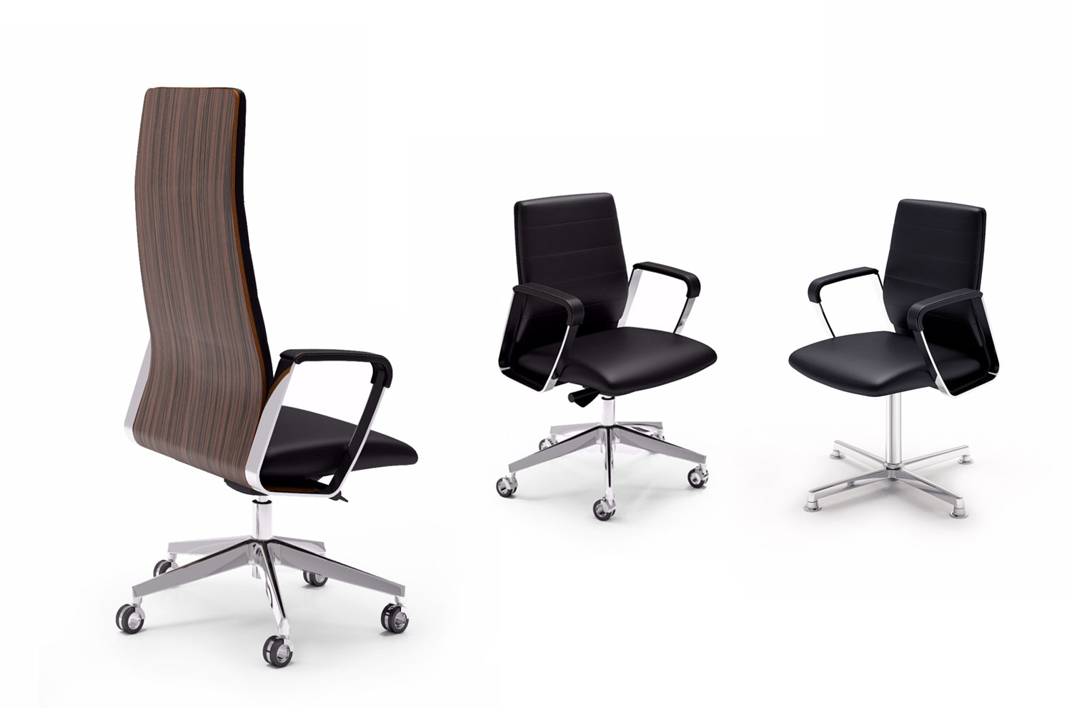 Fauteuil de bureau Directa - dossier en bois cintré - haut ou bas dossier - réglable en hauteur - accoudoirs tapissés_0
