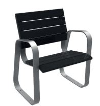 Fauteuil public VENISE Réf. 1060F - Acier inox et bois de Guinée certifié FSC - Lattes anti-graffiti_0