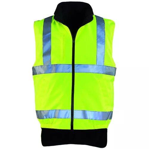 Gilet haute visibilté Jaune Doublure polaire réversible - Tailles : M_0