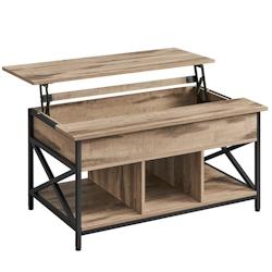 Helloshop26 - Table basse table de salon avec plateau relevable avec rangement ouvert et compartiment caché barres en forme de x 60 12_0007474 - 3000_0