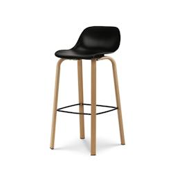 Kosmi Lot de 4 tabourets de bar noir style scandinave avec pieds effet bois en métal - Hauteur 76cm - noir 3760301696698_0