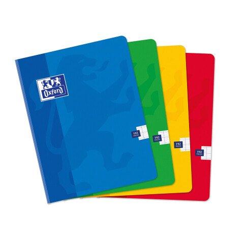 LOT DE 5 - CARNET OXFORD COLOR LIFE 17X22CM GRANDS CARREAUX SEYÈS 192 PAGES BROCHÉES COUVERTURE CARTE COLORIS ASSORTIS