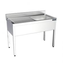 Plonge avec bâti - Distform - pieds carrés en acier inoxydable AISI 304 - dosseret arrière 105 mm_0
