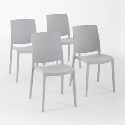RATTATAN Set 4 Chaises en polypropylène avec fibre de verre empilables pour extérieur et jardin, bar et restaurant, cuisine  moderne - CARMEN - Gris_0