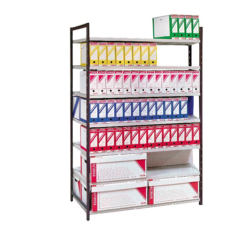 Rayonnage archives double face peint - 7 niveaux avec tablettes L1170 - Stockage 196 boîtes_0