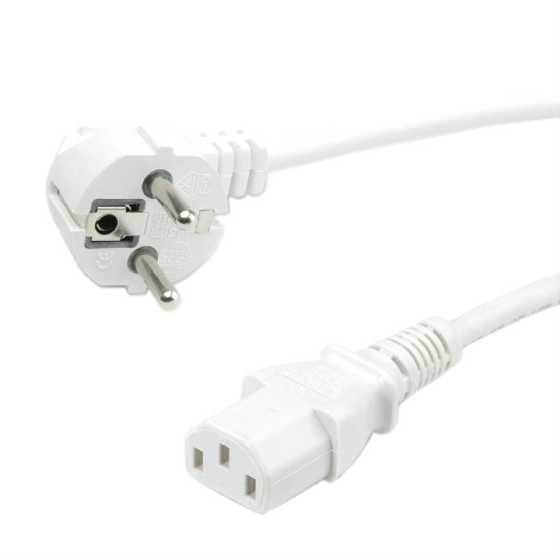 ROLINE GREEN Câble d'alimentation IEC droit, blanc, 0,8 m_0