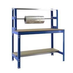 SimonRack Banque de travail sans vis avec plateaux en bois BT4. Couleur BLEU/BOIS 1445x910x760 mm - bleu métal 8435104919774_0